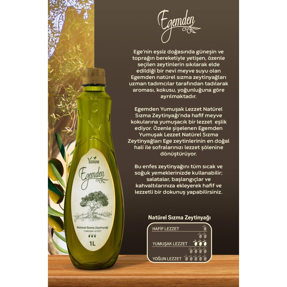 Yudum Egemden Sızma Zeytinyağı Yumuşak Lezzet 1 lt