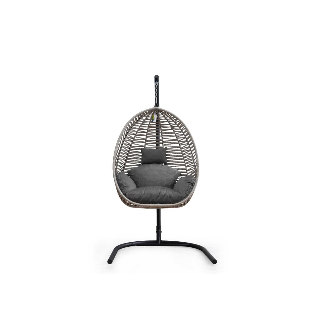 150 Kg Kapasiteli Antrasit Gri Makrome Tek Kişilik Bahçe Salıncağı