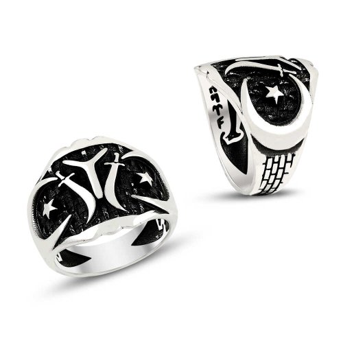 Kayı Boyu Motifli Erkek Gümüş Yüzük