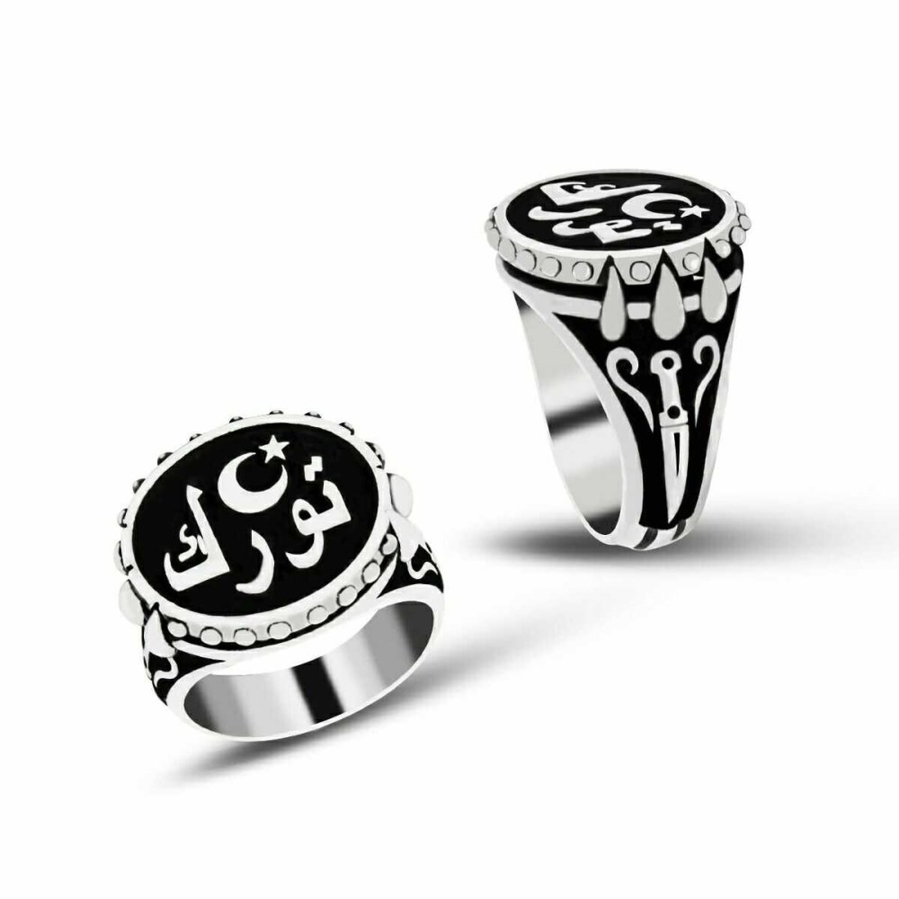 Osmanlıca Türk Yazılı Erkek Gümüş Yüzük