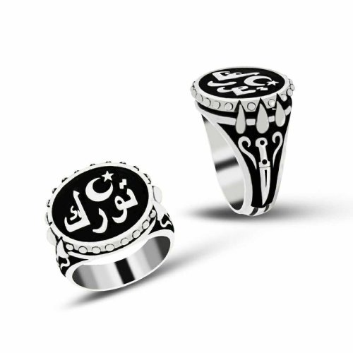 Osmanlıca Türk Yazılı Erkek Gümüş Yüzük