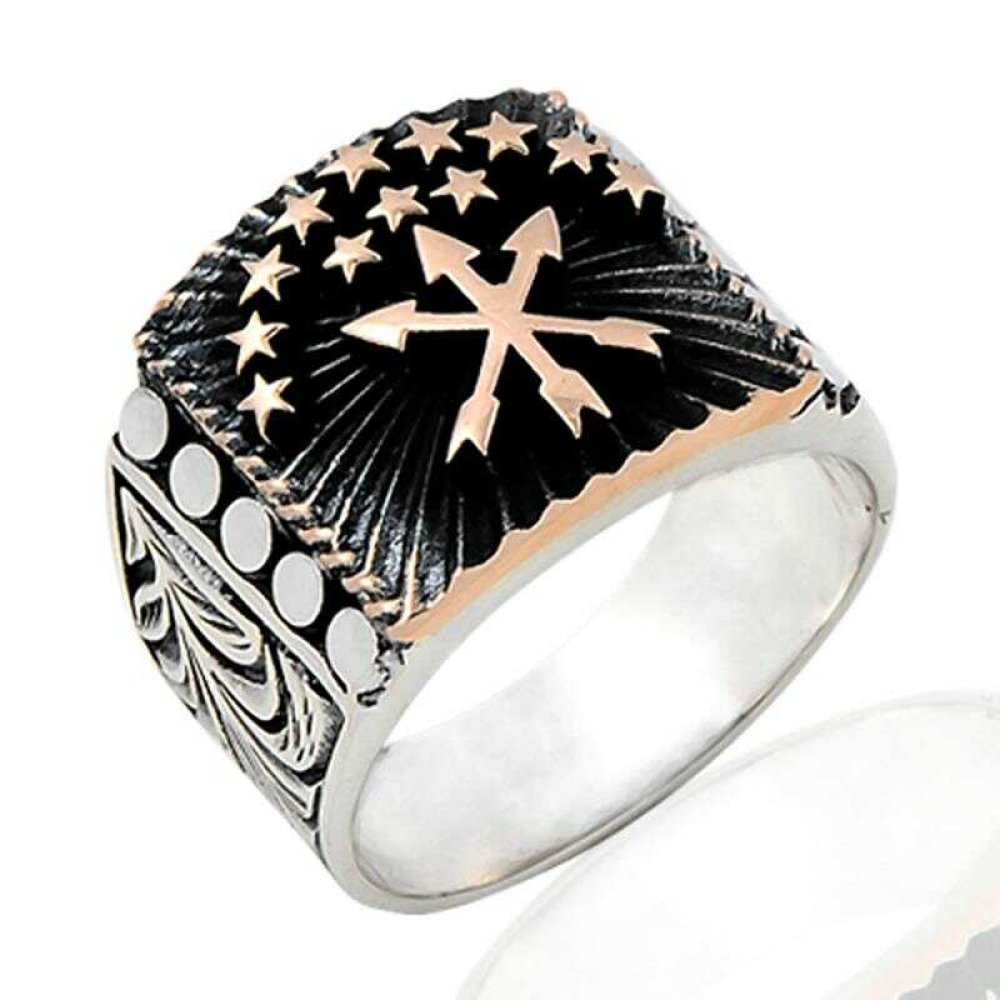 Adige Bayrağı Erkek Gümüş Yüzük EY200