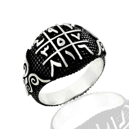 Oksitli Ebced Cetveli Erkek Gümüş Yüzük