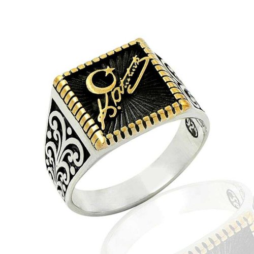 Motifli Kemal Atatürk Erkek Gümüş Yüzük