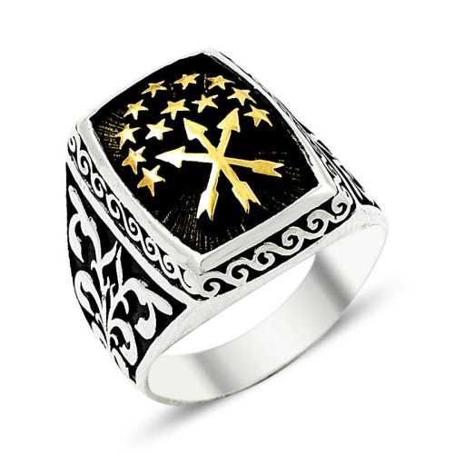 Adige Bayrağı Erkek Gümüş Yüzük EY565