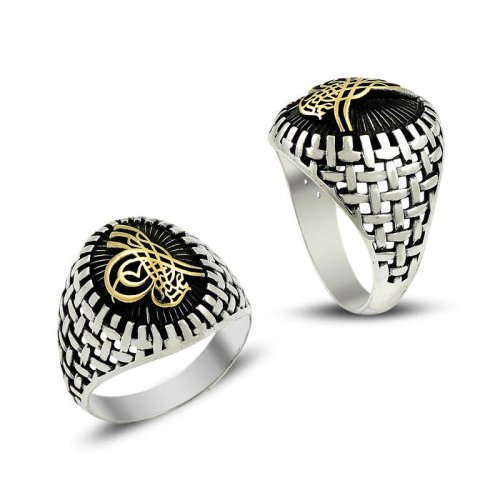 Hasır Kasa Tuğra Erkek Gümüş Yüzük