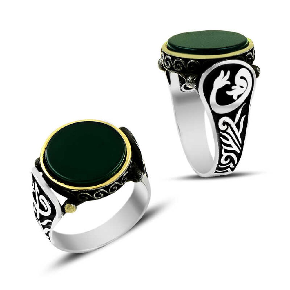Yeşil Opal Taşlı Erkek Gümüş Yüzük