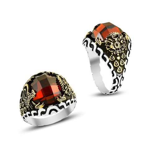 Osmanlı Zirkon Taşlı Erkek Gümüş Yüzük