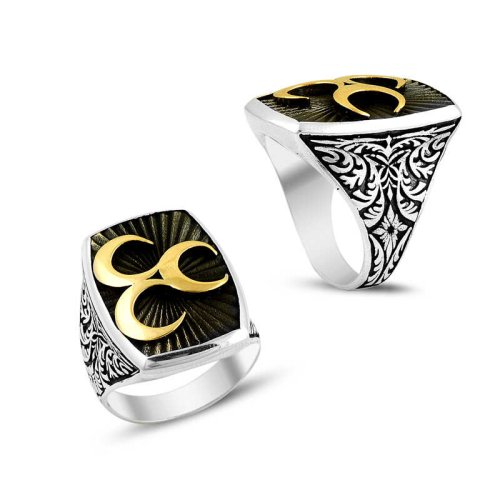 Üç Hilal Motifli Erkek Gümüş Yüzük