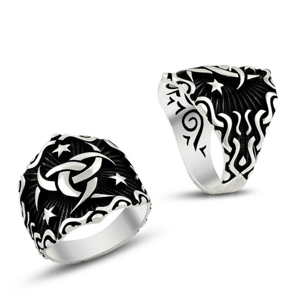 Teşkilat-ı Mahsusa Desenli Erkek Gümüş Yüzük