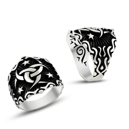 Teşkilat-ı Mahsusa Desenli Erkek Gümüş Yüzük