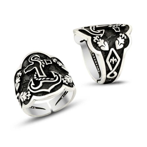 Çapa Motifli Erkek Gümüş Yüzük