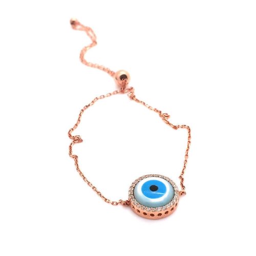 Yuvarlak Nazar Göz Gümüş Bileklik