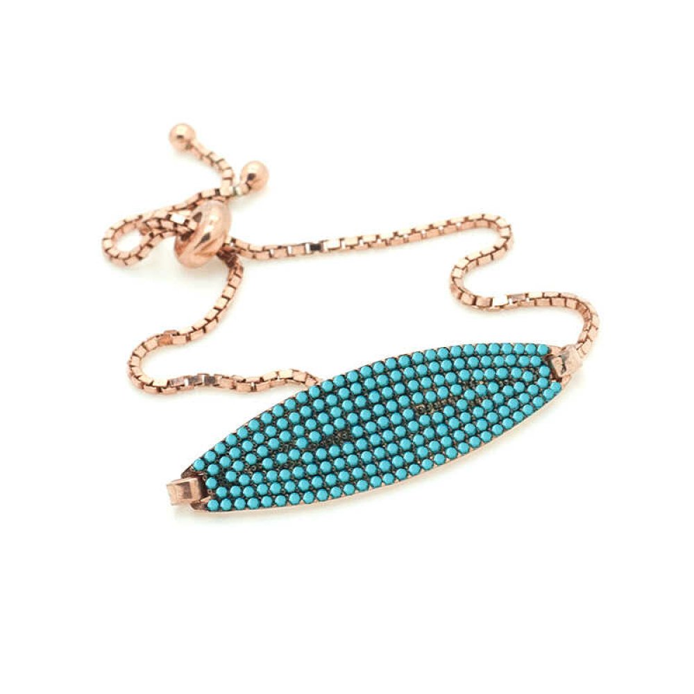 Taşlı Mekik Formu Gümüş Bileklik