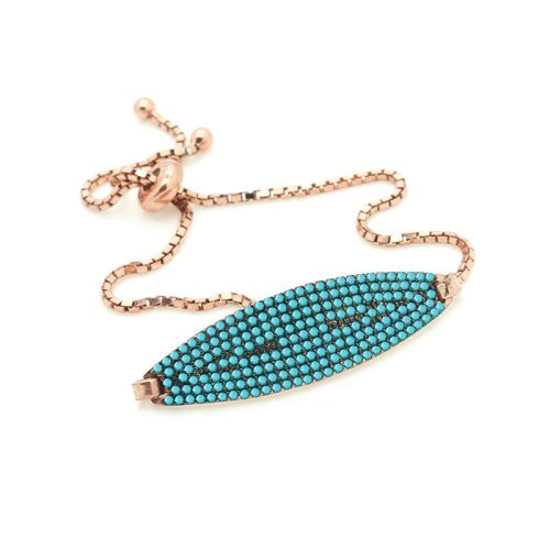 Taşlı Mekik Formu Gümüş Bileklik