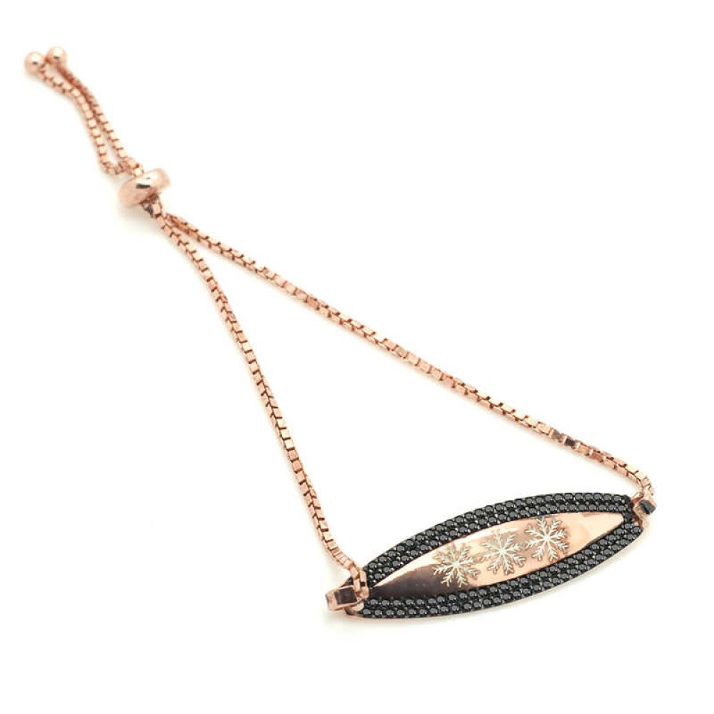 Kar Tanesi Desenli Mekik Gümüş Bileklik