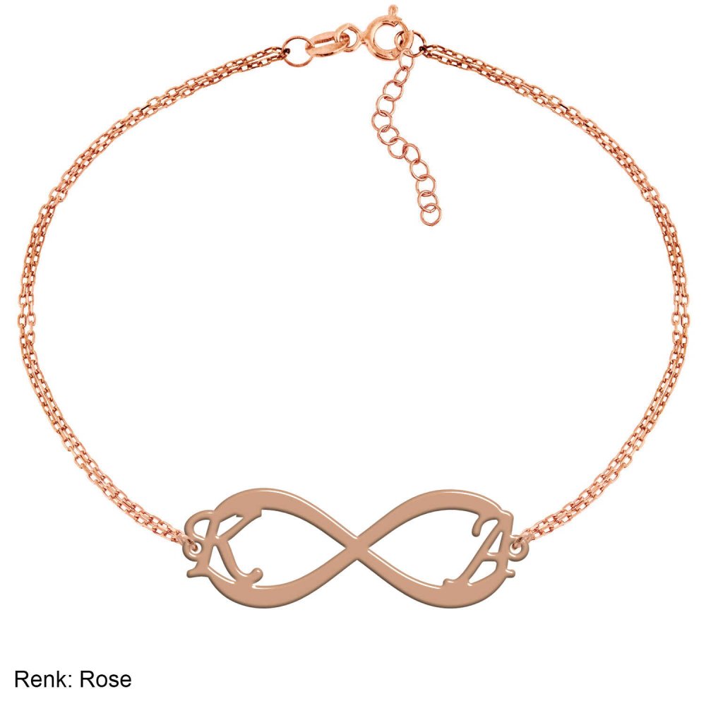 Sevgiliye İki Harfli Sonsuzluk Kişiye Özel Gümüş Bileklik