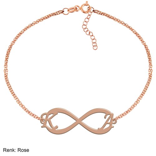 Sevgiliye İki Harfli Sonsuzluk Kişiye Özel Gümüş Bileklik