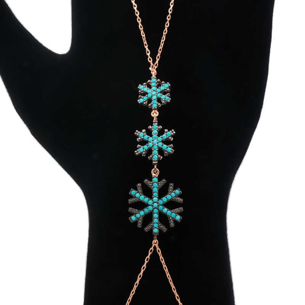 Üçlü Turkuaz Kar Tanesi Gümüş Şahmeran