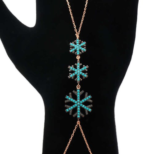 Üçlü Turkuaz Kar Tanesi Gümüş Şahmeran