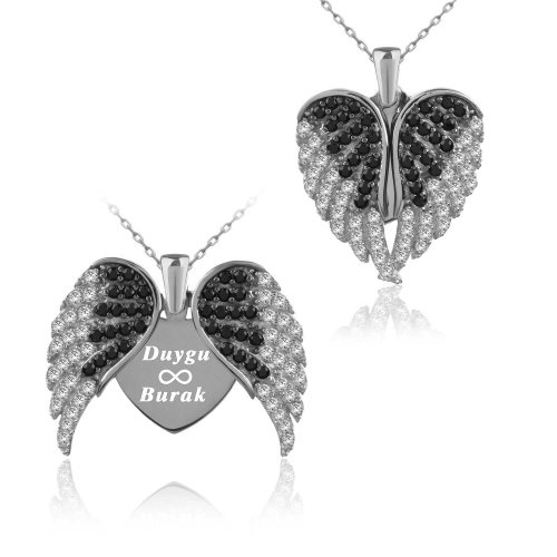 Aşkın Kanatları İsimli Beyaz Gümüş Kolye