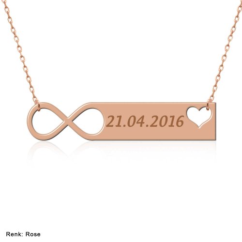 Tarihli Yatay Sonsuzluk Plaka Gümüş Kolye