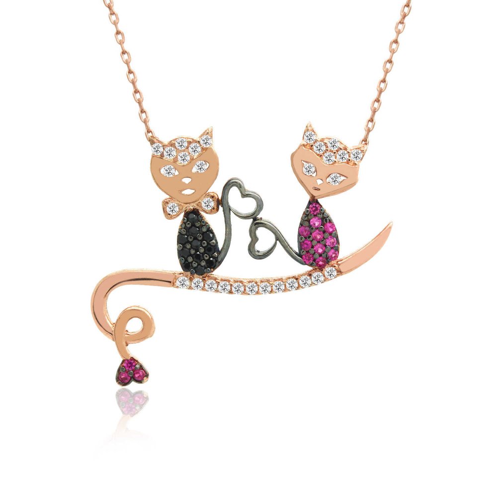 Aşık Kediler Gümüş Kolye