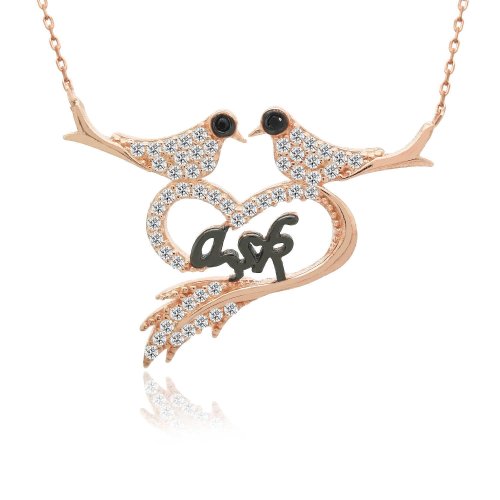 Kalpli Aşk Kuşları Gümüş Kolye