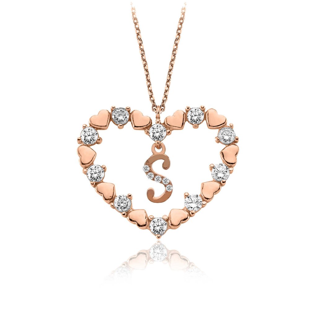 Kalbimin Aynası Harfli Rose Gümüş Kolye