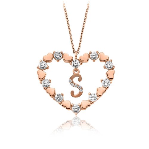 Kalbimin Aynası Harfli Rose Gümüş Kolye