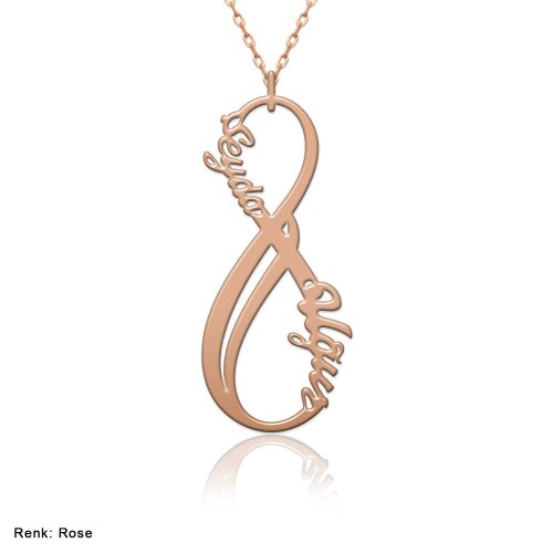 İki İsimli Dik Sonsuzluk Gümüş Kolye