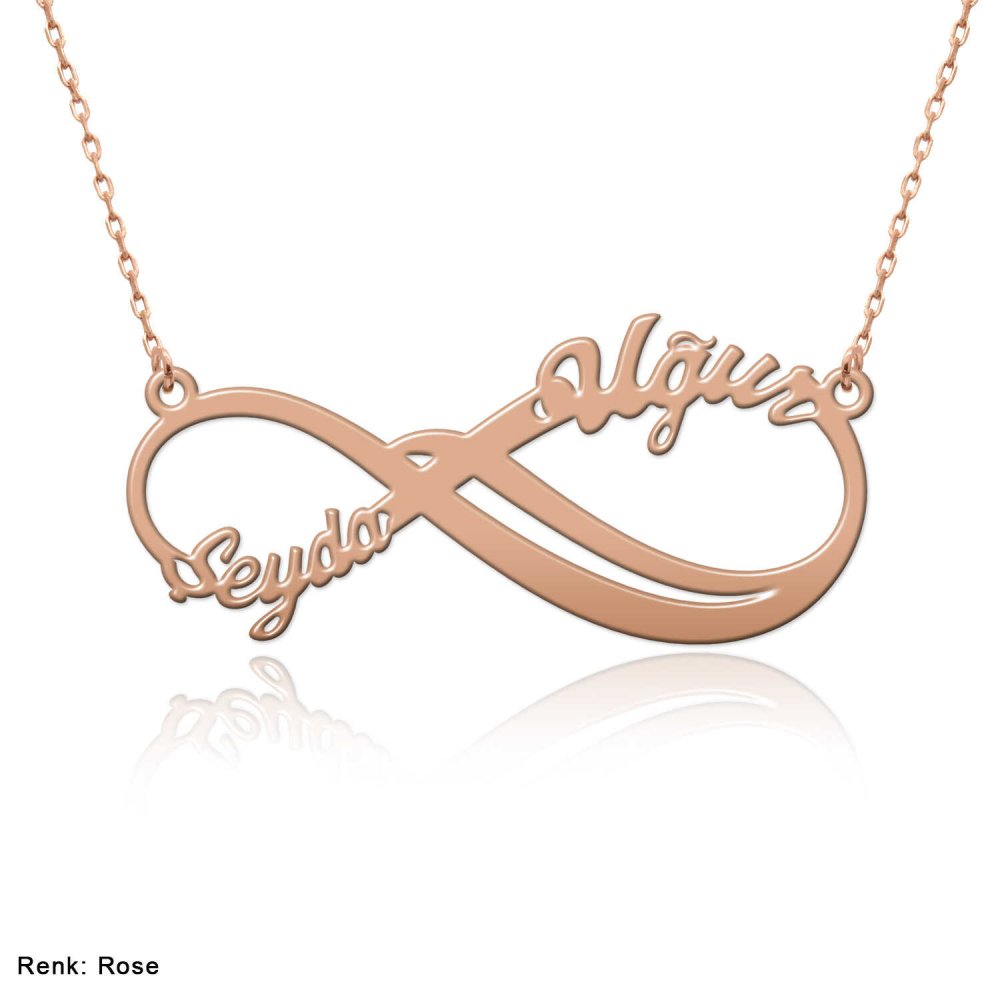 İki İsimli Tasarım Sonsuzluk Gümüş Kolye