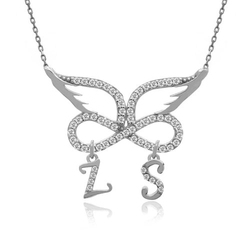 Harfli Sonsuzluk Melek Kanadı Gümüş Kolye
