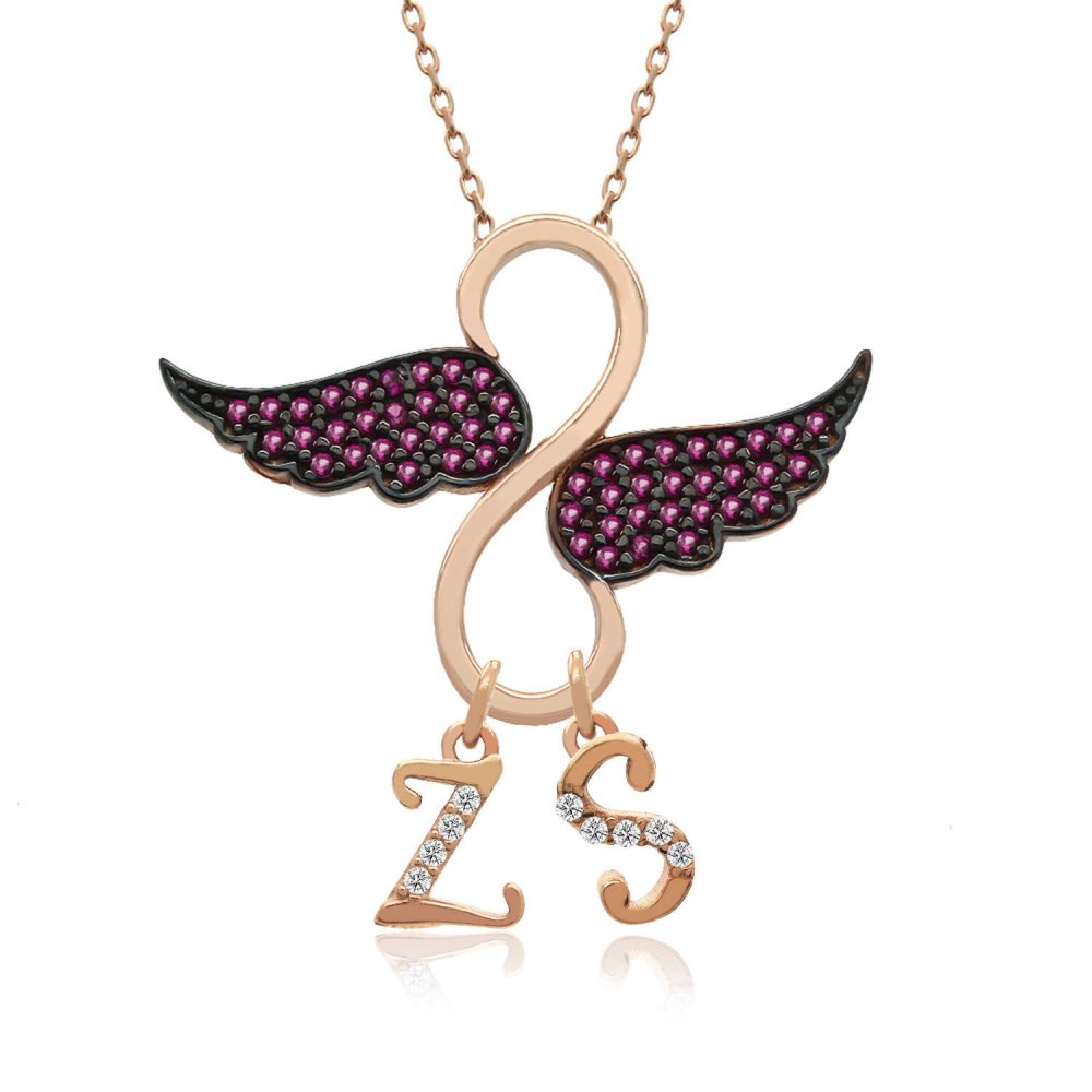 Harfli Kanatlı Sonsuzluk Gümüş Kolye