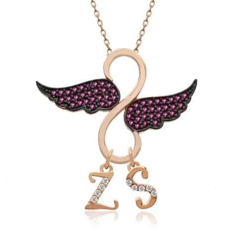 Harfli Kanatlı Sonsuzluk Gümüş Kolye