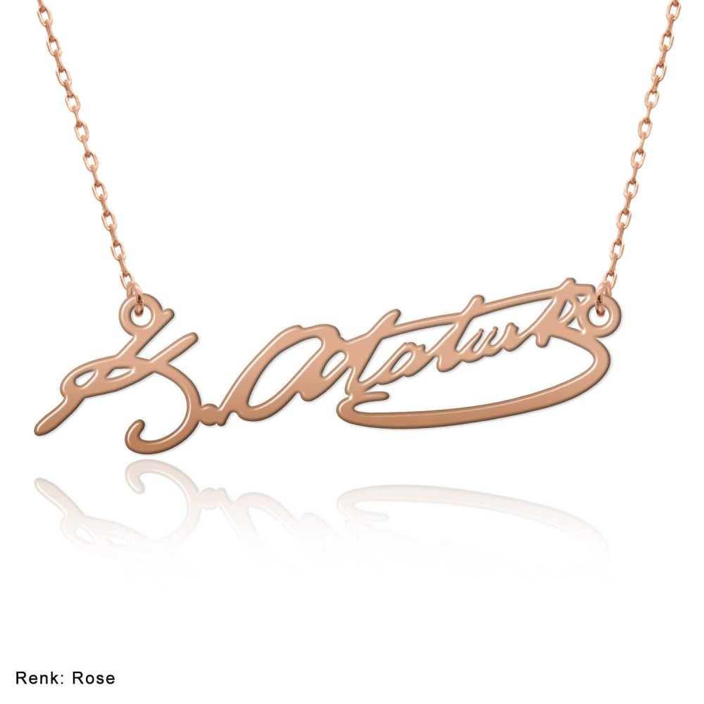 Sade Kemal Atatürk İmza Gümüş Kolye