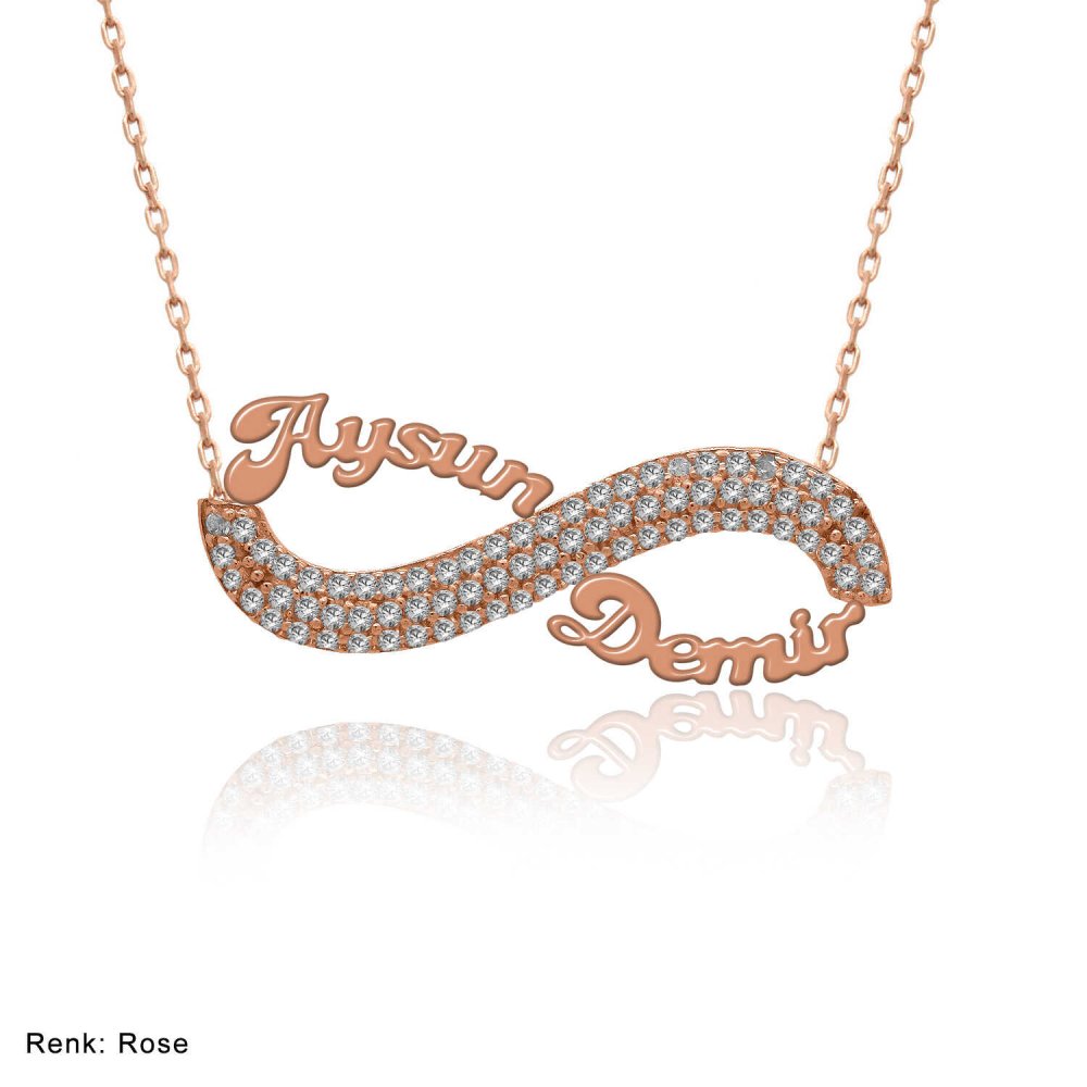 Sevgiliye İsimli Taşlı Sonsuzluk Gümüş Kolye