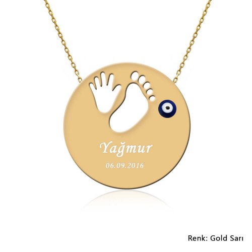 Kişiye Özel İsimli Nazarlı İlk Adım Gümüş Kolye