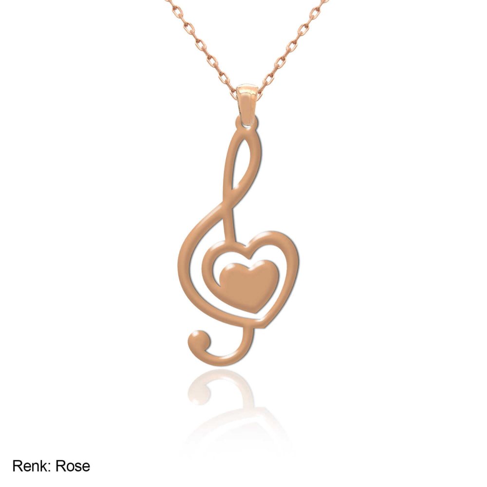 Sade Kalpli Sol Anahtarı Gümüş Kolye