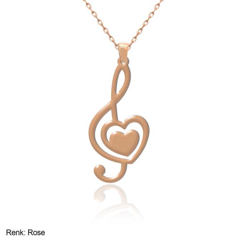 Sade Kalpli Sol Anahtarı Gümüş Kolye