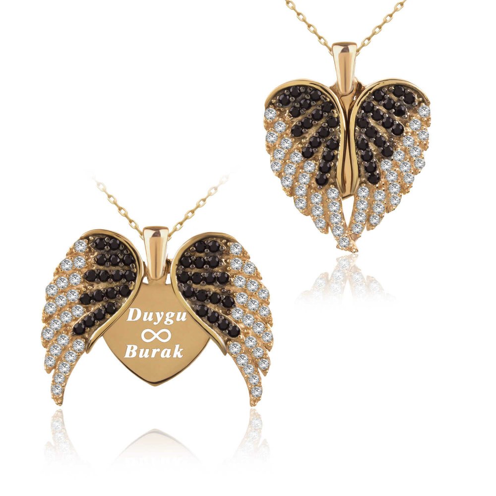 Aşkın Kanatları İsimli Altın Kaplama Gümüş Kolye