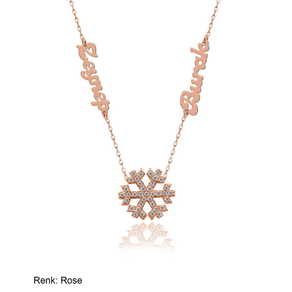 İsimli Kişiye Özel Kar Tanesi Gümüş Kolye