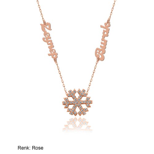 İsimli Kişiye Özel Kar Tanesi Gümüş Kolye