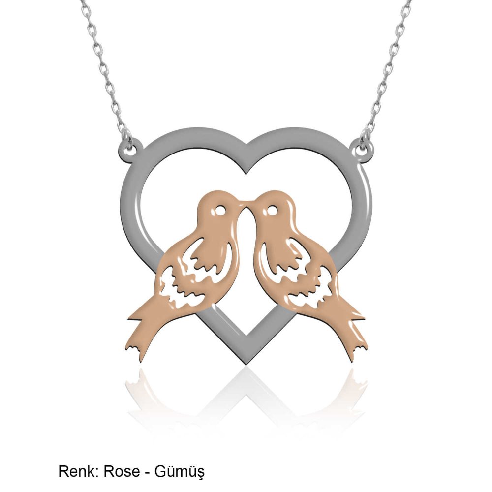 Sade Çift Renk Çifte Kumru Gümüş Kolye