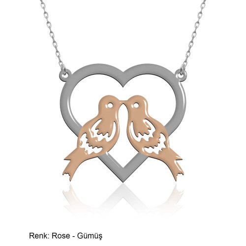 Sade Çift Renk Çifte Kumru Gümüş Kolye