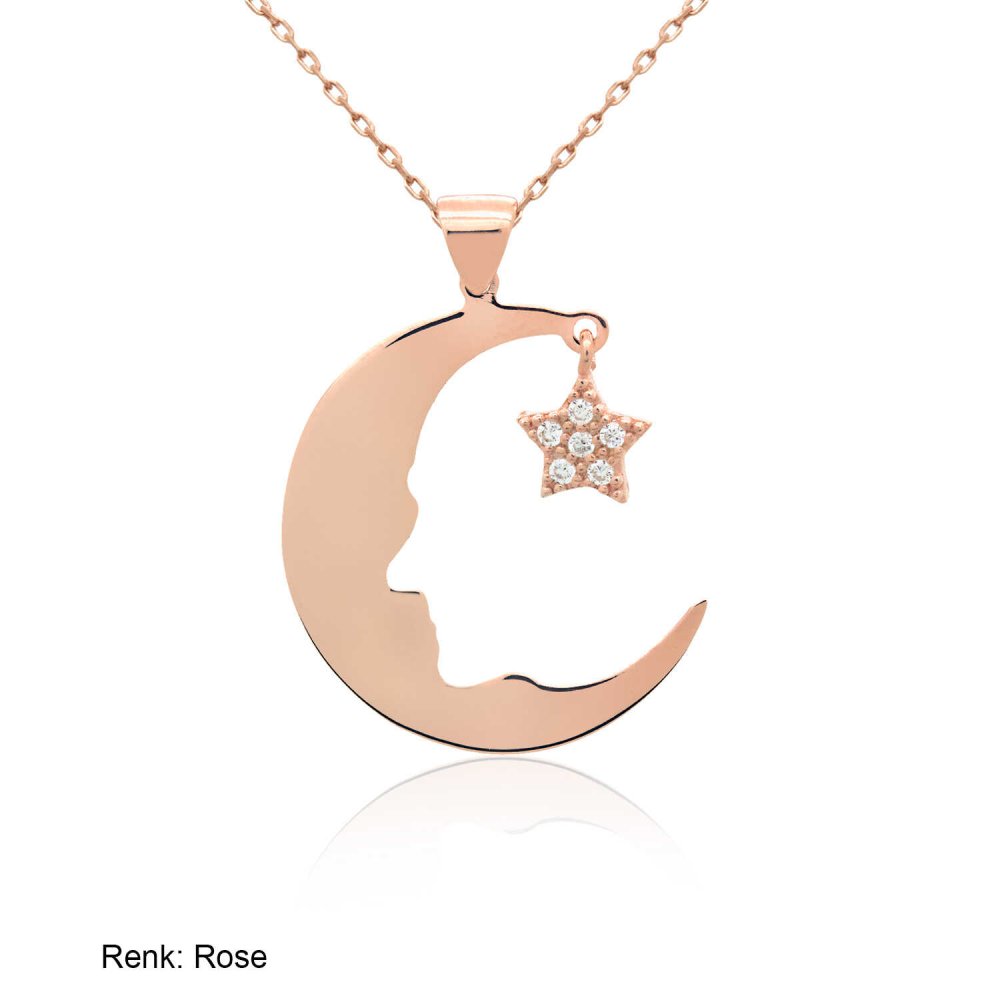 Ay Yıldız Atatürk Silüeti Gümüş Kolye