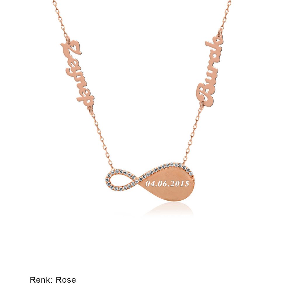 İsimli Kişiye Özel Tarihli Sonsuzluk Gümüş Kolye
