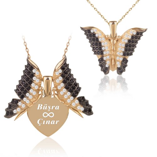 Kişiye Özel İsimli Aşkın Kelebeği Altın Kaplama Gümüş Kolye