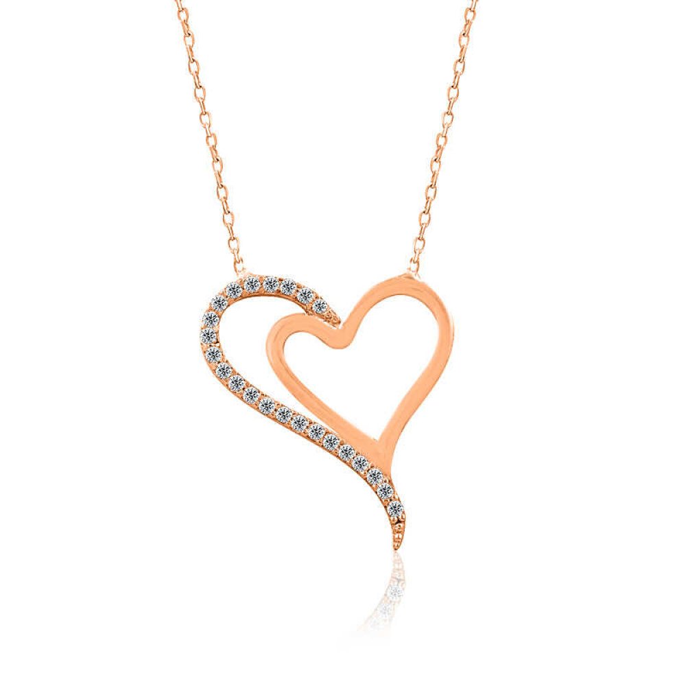 İki Kalp Gümüş Kolye