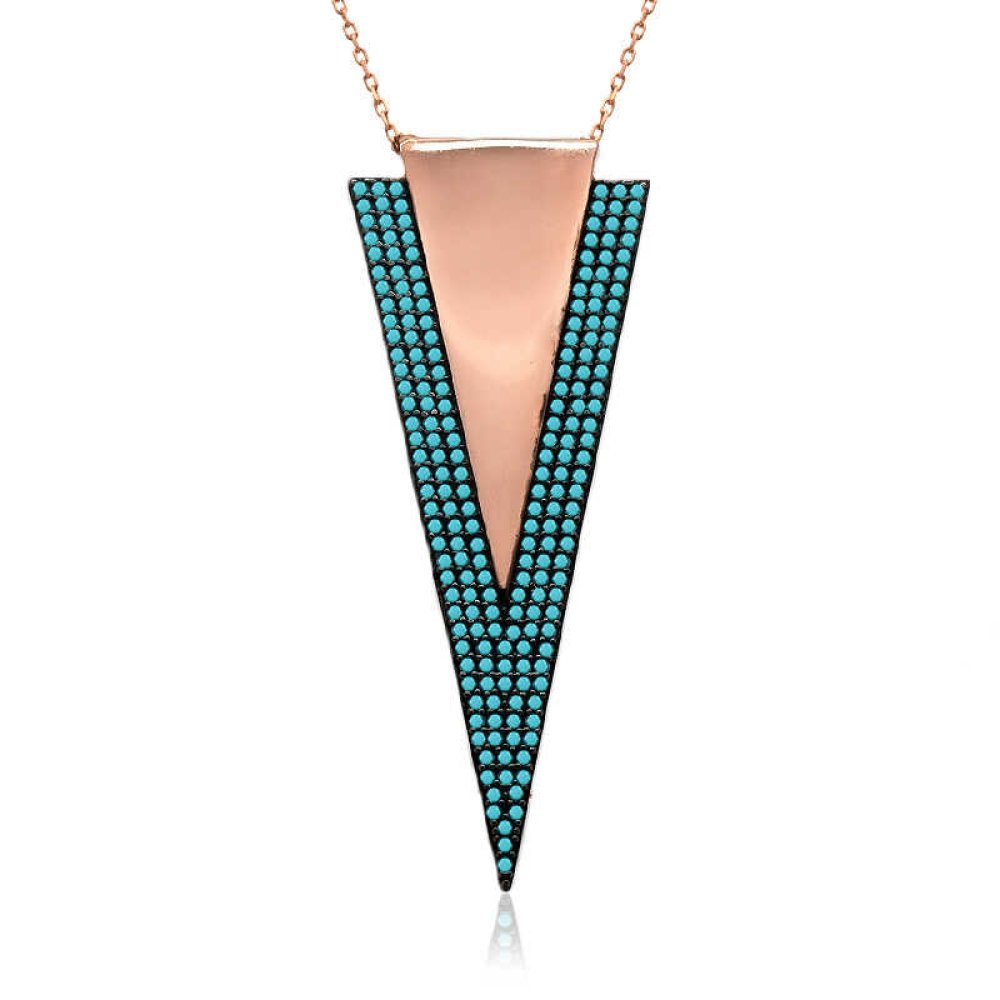 Parlak Yüzeyli Üçgen Gümüş Kolye